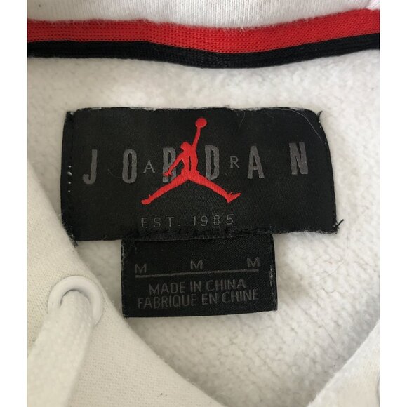 Air Jordan Logo Hoodie Sweatshirt Mens M White Basketball Athleisure Activewear - Picture 3 of 10